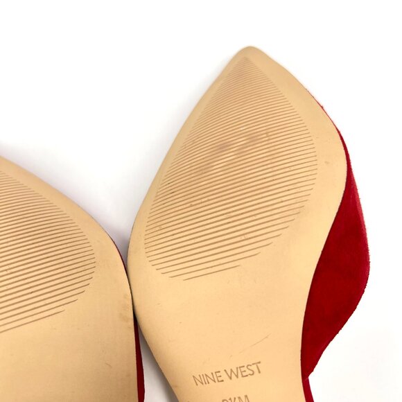 Nine West Womens Size 9.5 Red Suede Leather Pumps Heels Shoes - Picture 11 of 14